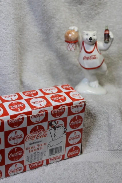 Vintage COCA COLA Polar Bear Figurine “Always Playing Basket”# 176443 dated 1996