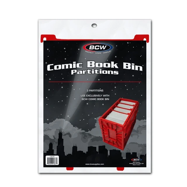 Pack of 3 BCW Red Plastic Short Comic Book Bin Partitions dividers spacers