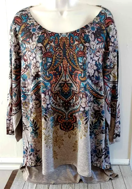 Energe World Wear Floral Top Blouse Plus Size 2X New