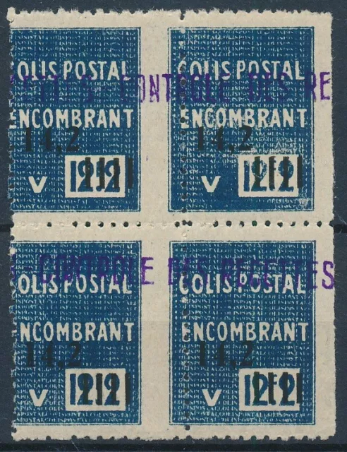 [BIN20320] Algeria 1944/45 Railway good block of 4 VF MNH stamps - Shifted Perfo