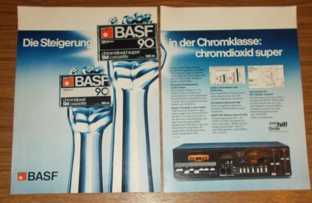 Pubblicità rara BASF D-3035 mazzo cassette stereo hiFi cassetta biossido di cromo 1979
