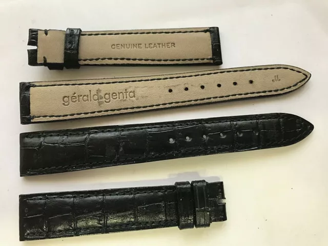 1 Bracelet GERALD GENTA 16 mm  NOIR strap Armband racing watch cuir 2