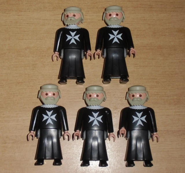 5 Cavalieri Maltesi Rossi Playmobil - Crociati - Pezzi Usati Ma Mai Giocati (UNBESPIELT) - Rari