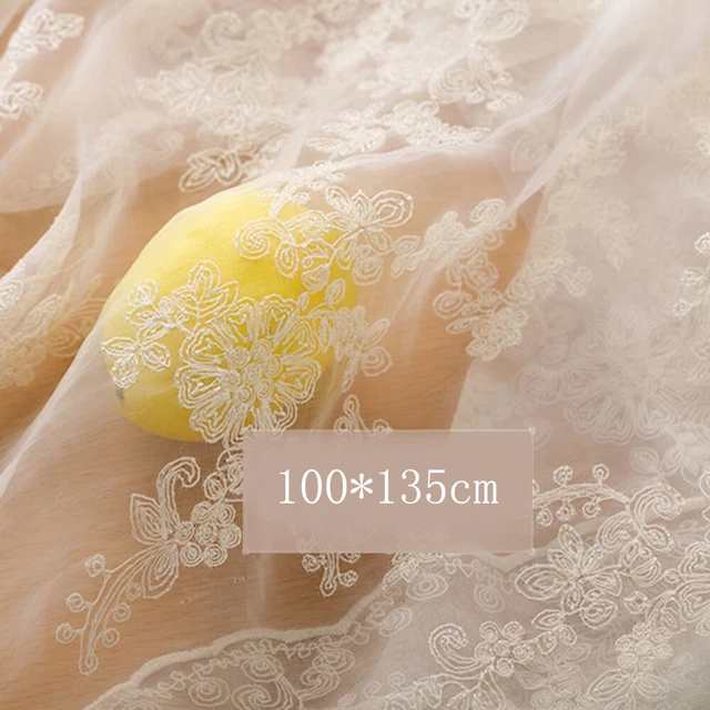 Tissu Voile Tulle Brodé Floral – 0,9 M – Multicolore – Pour Rideau, Robe, DIY Créatif