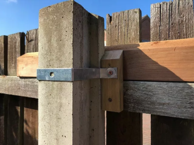 Concrete Post Cross Rail Fixing 100x100mm 4x4" Fence Bracket & 2 screws & 1 Bolt