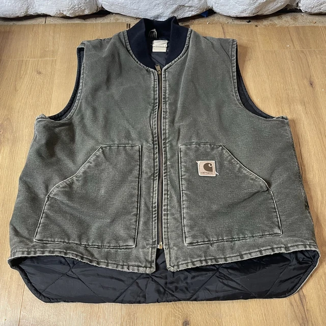 Carhartt V02 MOS Green Duck Insulated Quilted Vest Men XL USA Union Made Vintage