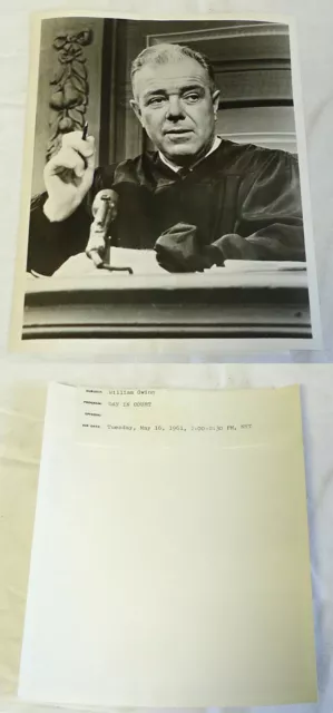 1961 Premere Foto ~ William Gwinn ~ Giorno IN Tribunale
