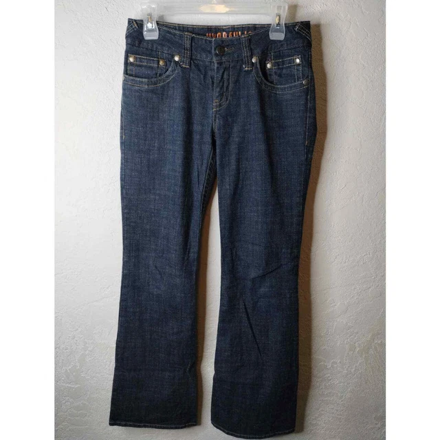 Hydraulic Curvy Lola Fit Dark Wash Bootcut Stretch Denim Jeans Sequins Sz 9/10