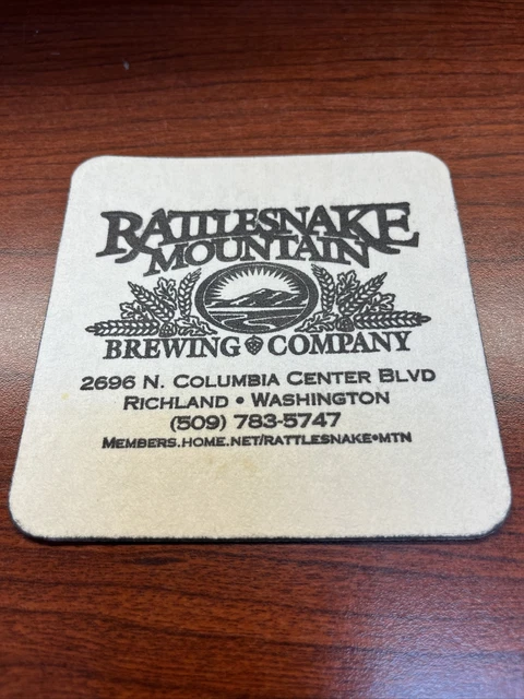 Beer Bar Pub Coaster ~ Rattlesnake Mountain Brewing Co ~ Washington Brewery