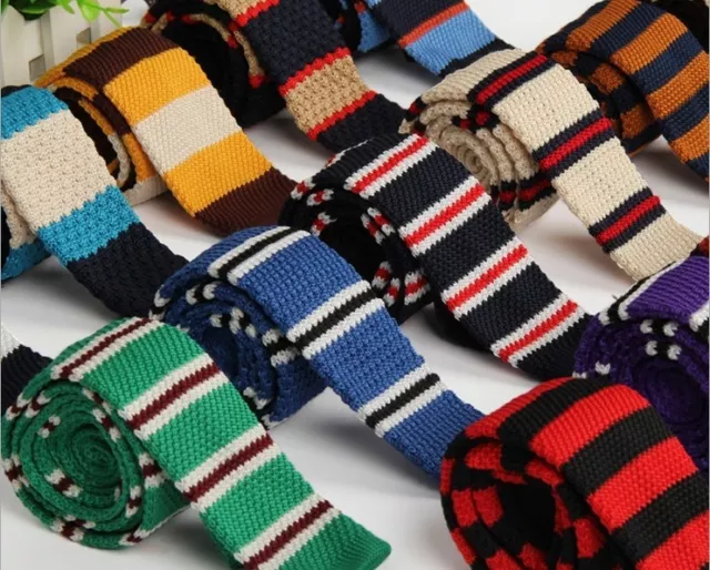 Men's Fashion Colourful Tie Knit Knitted Tie Necktie Narrow Slim Skinny Woven
