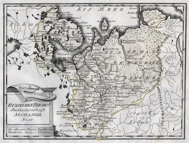 RUSSLAND ARCHANGELSK schöne Landkarte von Reilly 1791 Original!