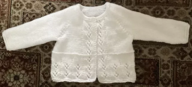 Brand New Hand Knitted White Matinee Coat 0-3 Months