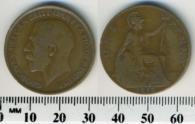 GREAT BRITAIN 1912 - 1 Penny  Large Bronze Coin - King George V - #6