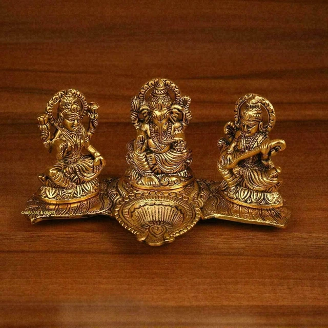 DECORATIVE LAXMI GANESHA Saraswati Diya Statue Idol Murti Showpiece
