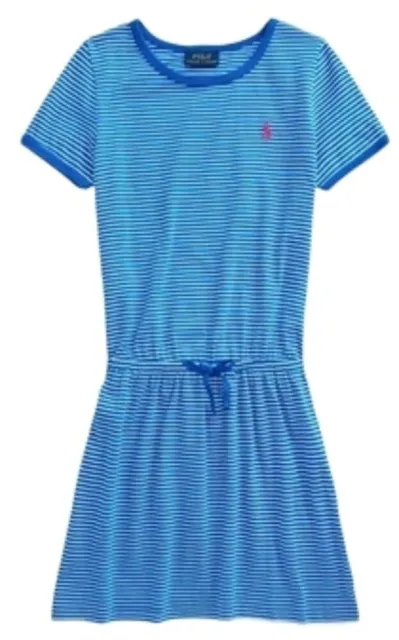 T-shirt ragazza Ralph Lauren jersey abito blu righe cotone grande età 14 - 16