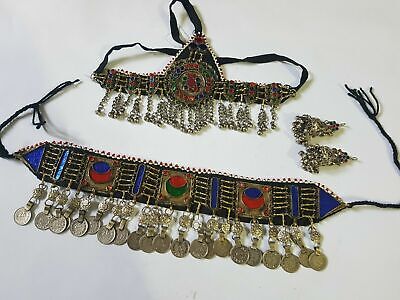 Beautiful Afghan Tribal-kochi-Boho Vintage Style Old Coin Necklace with Earrings