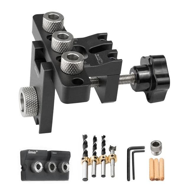 3in1 Woodworking Holes Drilling Locator  Alloy Punch Positioner R9K7