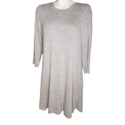 Fortune & Ivy Women's Long Sleeve Brushed Hacci Knit Dress Soft Beige Soft Knit