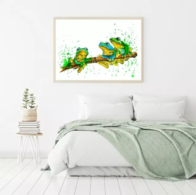 Colorful Frog Watercolor Painting Print Premium Poster High Quality choose sizes