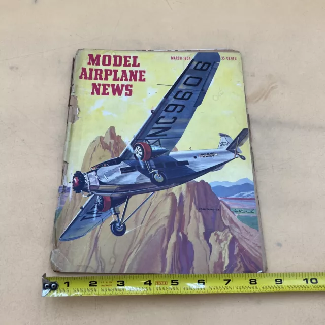 MODEL AIRPLANE NEWS Magazine March ￼ 1954 Ford Trimotor Vintage Kingfisher