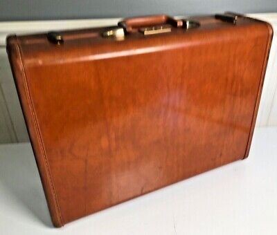 Vintage Leather Samsonite Streamlite Shwayder Bros  Brown Suitcase No Key 26"