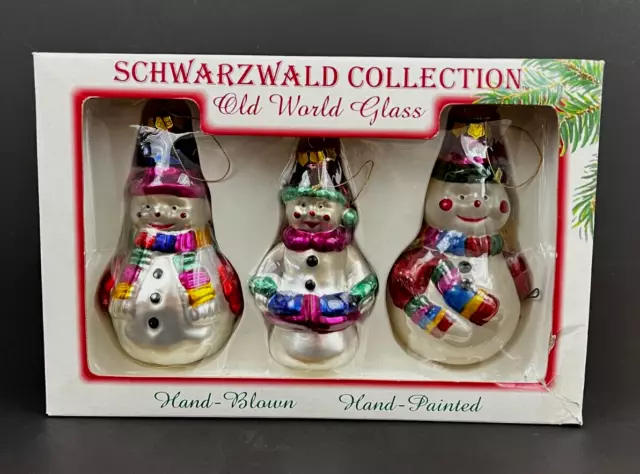 Old World Glass Schwarzwald Collection Hand Blown Glass Snowman Ornaments 6''