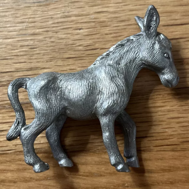 Vintage Miniature Pewter Mule Donkey Figurine 2”