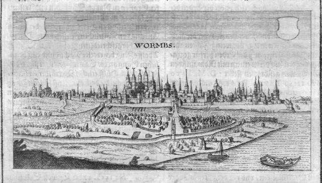 1632 Worms Rhein Gesamtansicht Ansicht view Kupferstich antique print Hulsius