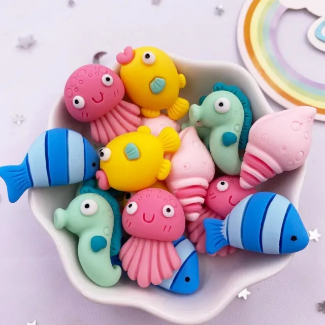 10pcs Conch Seahorse Jellyfish Colorful Resin Fish  Kids Gifts