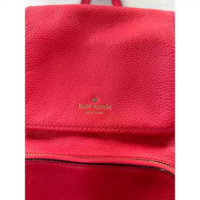 Kate Spade New York Cobble Hill Charley Crab Red Leather Zip Backpack 2