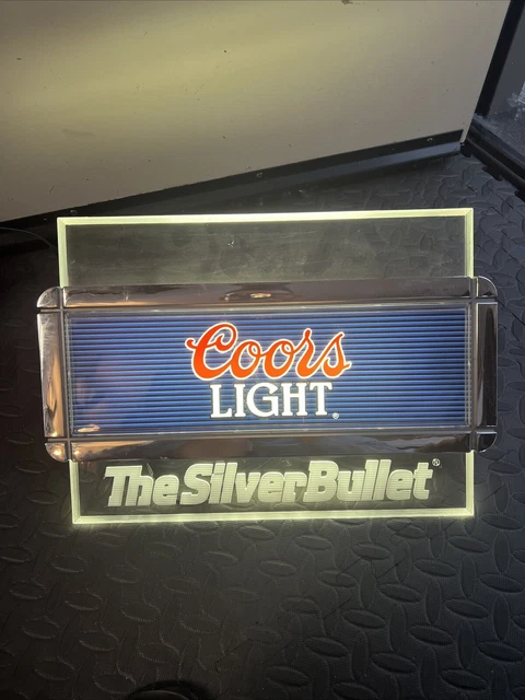 Vtg 1991 Coors Silver Bullet Beer Lighted Sign Light