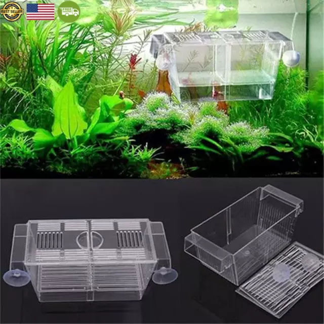 Aquarium Fish Tank Guppy Double Breeding Breeder Rearing Trap Box Hatchery Case