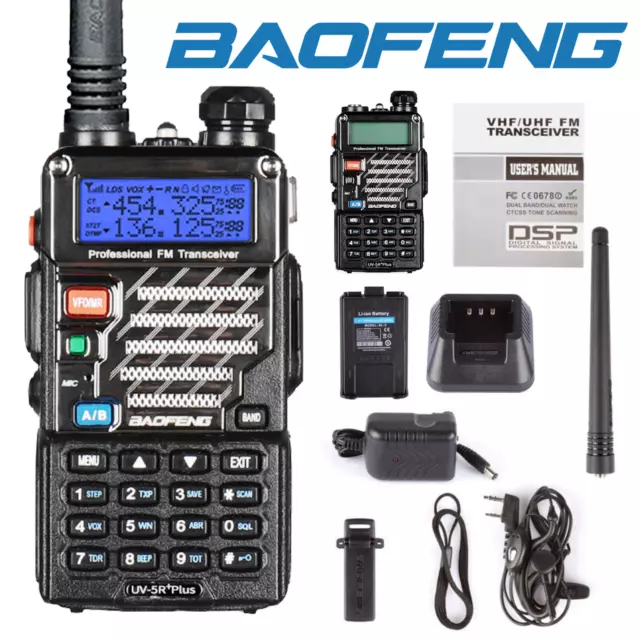 UV-5R+ 5R Plus 5W Walkie Talkie Two Way Radio 136-174/400-520MHz with Earpiece