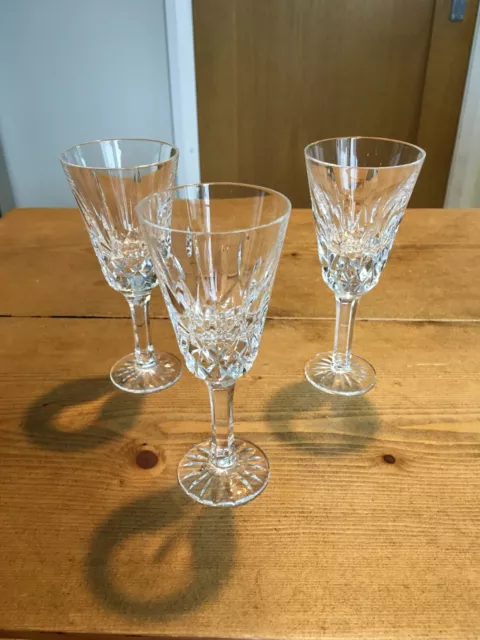 Set of three Tyrone Crystal Sherry Glasses in Rosses Pattern