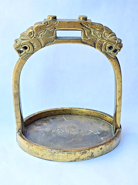 Fine Cast Antique Chinese Gold Gilt Bronze Stirrup, 19th Century Asian Arts