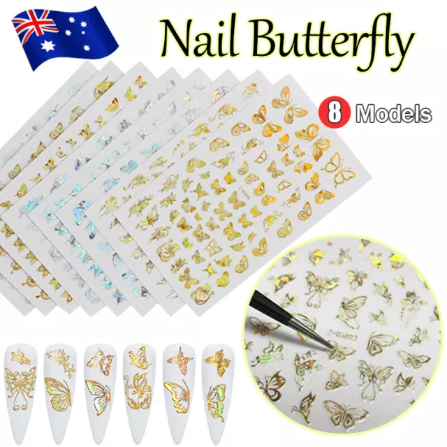 3D Nail Butterfly Design Sticker Decor Decal Holographic Laser Nail Art Sticker