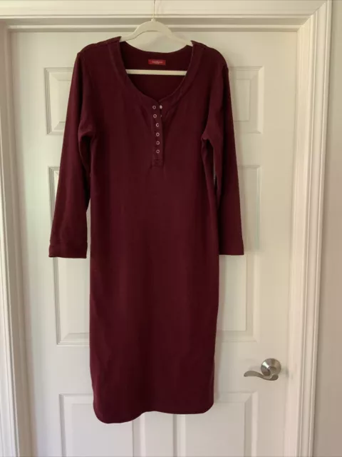 Sundance Size Medium Heavy Knit Shift Shirt Dress burgundy Snap Front