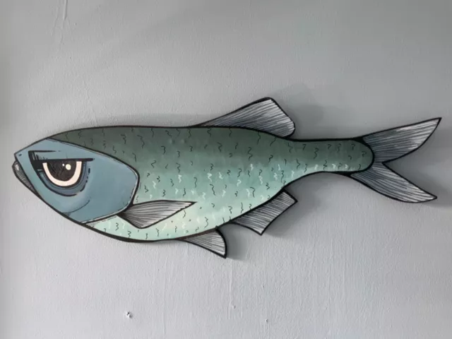 original artwork graffiti fish urban lowbrow street art wall hung painting