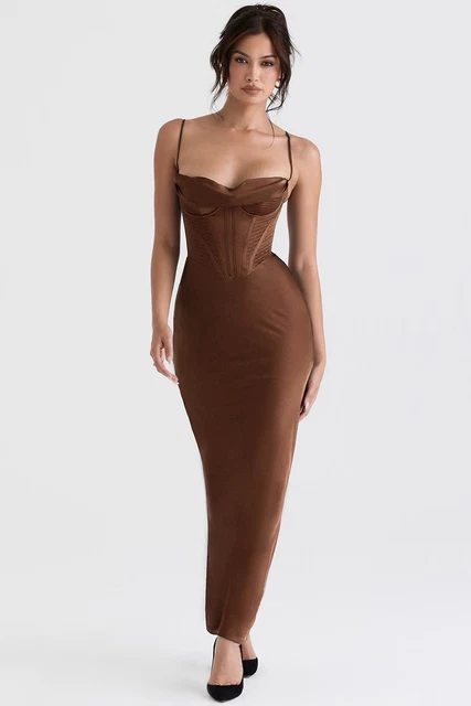 charmaine forest corset maxi dress HOUSE OF CB Chocolate Brown - Large £21.50 and sculpting corsetry Colors:White colorgrp-11164 Green dress Cicinia Strapless Blue Homecoming
