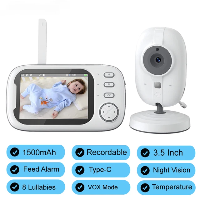 Monitor de bebé 1500mAh inalámbrico 2 vías audio conversación cámara de monitoreo de temperatura nuevo