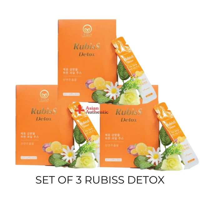 (Juego de 3) Vendedor de EE. UU. Rubiss Detox - Paquete de 12 Apoyo para Pérdida de Peso Frutas Desintoxicación