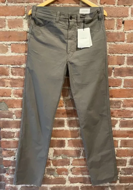 NWT LEMAIRE SS21 Gray Green Lightweight Cotton Ventile 5-Pocket Pants 48 31
