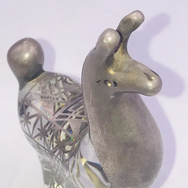 Vintage Artesania Bellido Silver Plate 999 Art Glass Llama Figurine Peru 4.25"