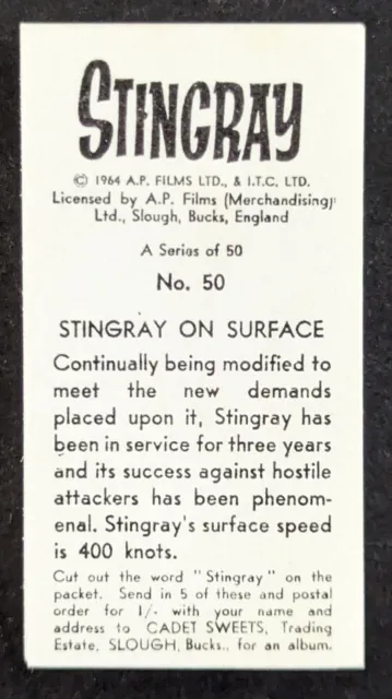 De colección 1964 Thunderbirds Stingray TV cadete dulces conjunto completo de tarjetas 1-50 3