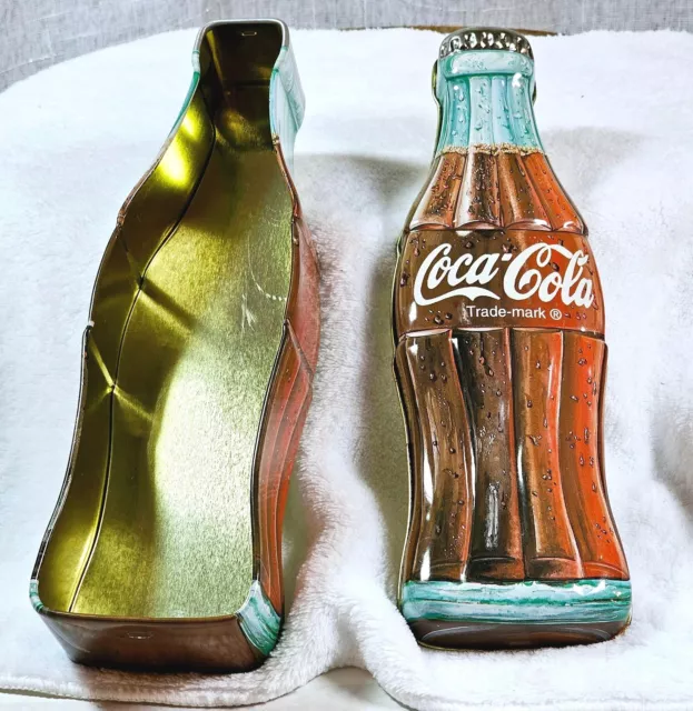 2003 Coca-Cola Bottle-Shaped Metal Box Tin 10" Container #319601