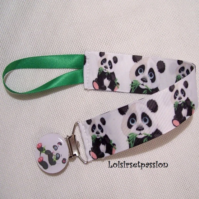 ATTACHE TÉTINE, SUCETTE, ourson Panda, Cadeau naissance Fille Garçon - AT04