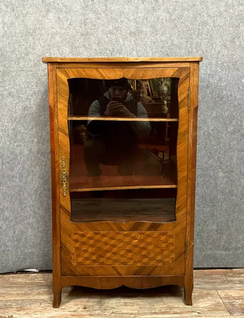 Magnifique bibliothéque Louis XV en marqueterie de bois précieux vers 1850