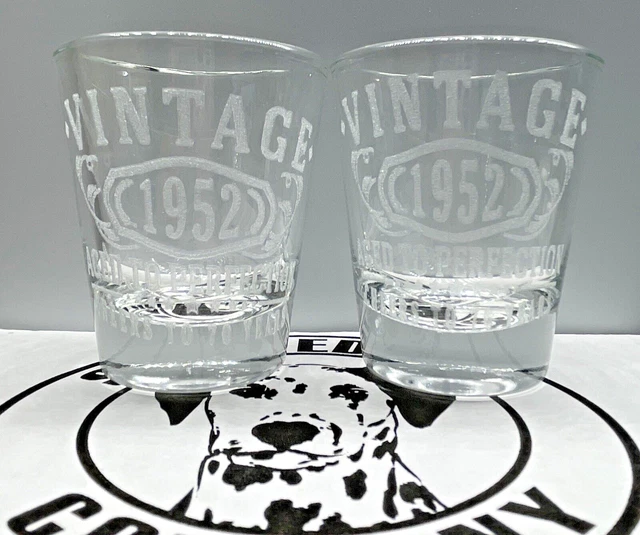 2er-Pack 1952 bedruckt 2oz Schnapsgläser Trinkglas Set Party Bar klar Cocktail