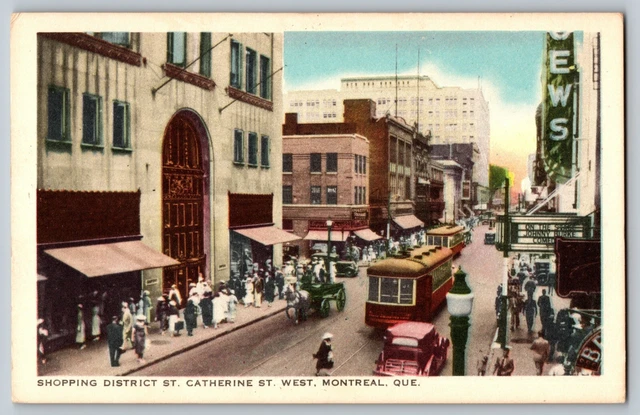 MONTREAL QUEBEC CANADA Shopping District St Catherine West trolleys Postcard A34