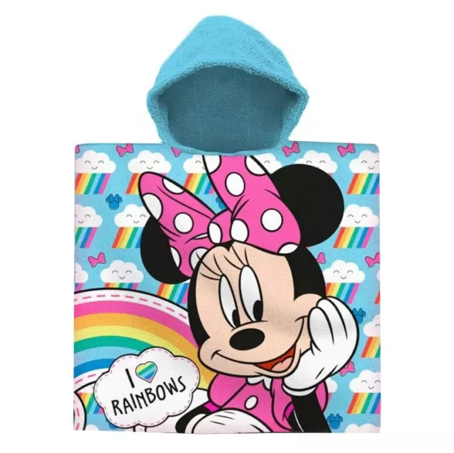 Poncho da bagno, telo mare con cappuccio Disney Minnie Mouse Rainbows 60x120 cm